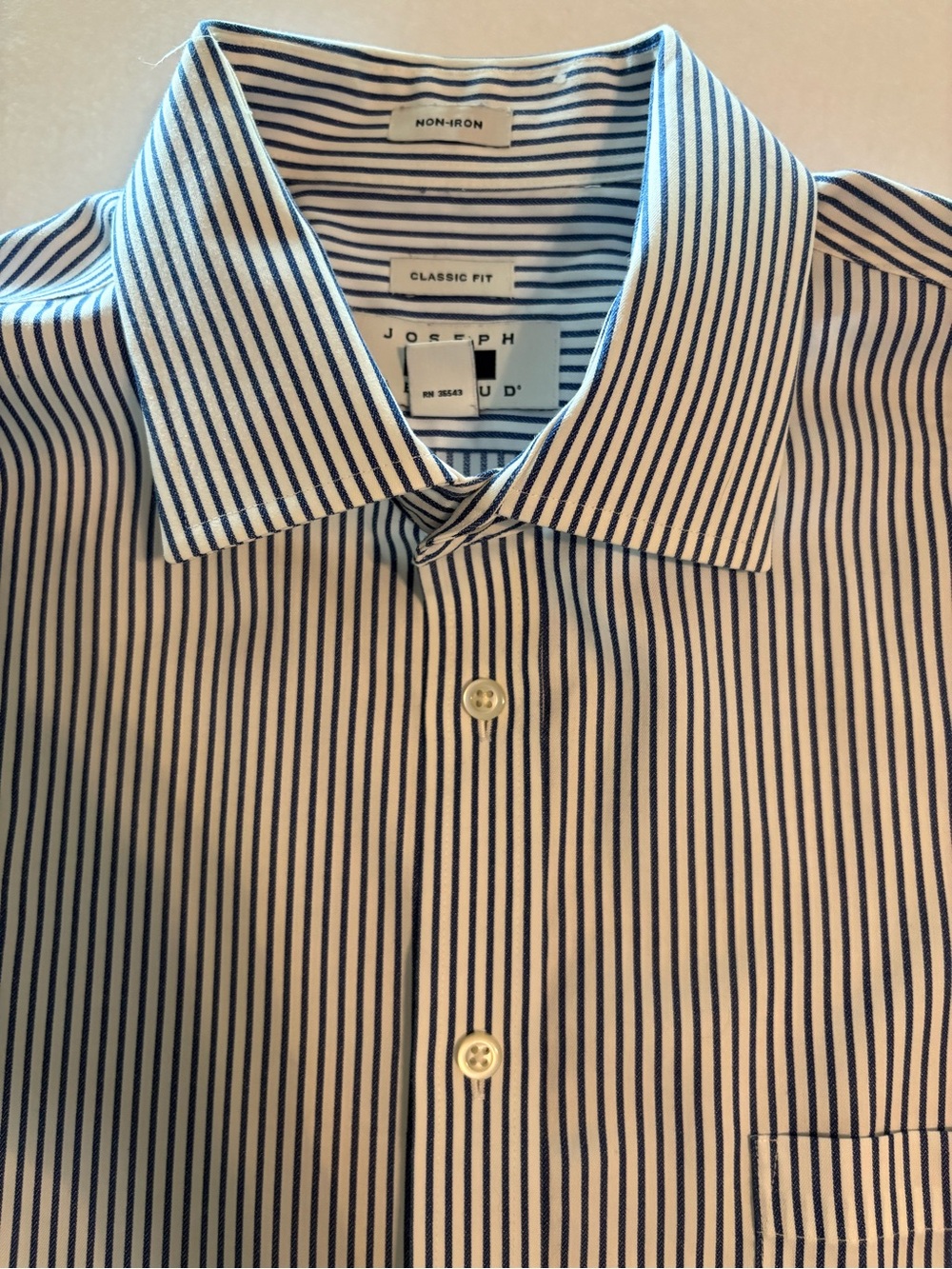 Joseph Abboud Navy and White Vertical Stripe Dress Shirt